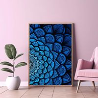 Modern Merch Blue Mandala Diamond Art Kits pour adultes, 5d Trippy Diamond Paintings pour adultes, Kits de peinture par numéros pour adolescents