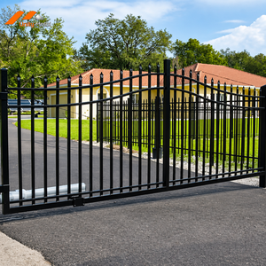 Steel Black Spear Top Security Gate UV Proof Outdoor Boundary Entrance <b>for</b> Villa Garden and Residential Projects - Product Image 2