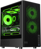 Micro ATX TG Glass Gaming Mid Tower Computer Case with 240mm Water Cooling Support Steel Construction Adjustable USB Ports