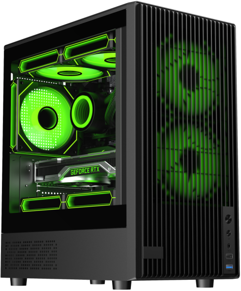 Micro ATX TG Glass Gaming Mid Tower Computer Case with 240mm Water Cooling Support Steel Construction Adjustable USB Ports