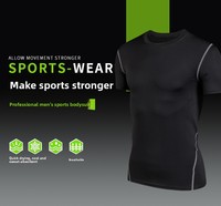 Chemise de compression pour hommes, manches courtes, vêtement de sport athlétique, t-shirts hauts d'entraînement pour hommes, noir et blanc
