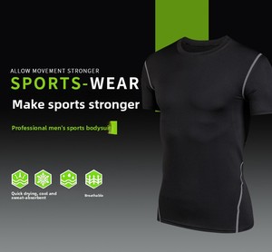 Camiseta de compresión para hombre, camisetas deportivas de manga corta con capa base atlética, camisetas de entrenamiento para hombre, negro y blanco - Product Image 6