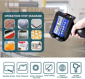 Imprimante à jet d'encre portable pour la date d'expiration des boîtes de conserve, le codage par lots, l'estampage de la date d'expiration des bouteilles, le code QR, l'imprimante à jet manuel - Product Image 3