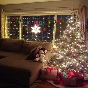 Cortina de Luces LED de Navidad para Exteriores, 3x3m, con Control Remoto USB, 300 LED, Efecto Cascada, Estrellas Centelleantes - Product Image 4