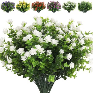 Planta Artificial de Eucalipto y Camelia de 36 cm con 7 Ramas, Decoración Verde para Exteriores - Product Image 1