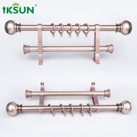 IKSUN Tringle à Rideaux Ensemble de Tringle à Rideaux Salon Rail à Rideaux Mural en Métal Aluminium Double Tringles à Rideaux avec Support et Embouts