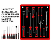 Kit de Herramientas para Extracción de Retenes de Aceite, Juego de Destornilladores con Gancho de Acero Inoxidable, 4 Piezas, Iluminación LED, Estuche Blando para Reparación de Anillos Tóricos de Automóviles