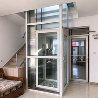 Ascenseur hydraulique personnalisé pour villa, cabine en verre, fonctionnement silencieux, déplacement de 15 mètres, ascenseur domestique
