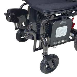 Fauteuil roulant électrique KSM-507 ultra léger 13,5 kg, cadre en fibre de carbone pliable, moteur sans balais 500W, batterie 20AH, transport aérien - Product Image 5