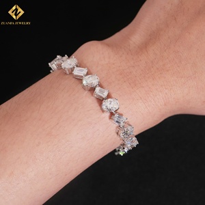 Moissanite Tennis Bracelet 925 Silver Rhodium Plated Oval Cut Claw Setting Women's Classic Bracelet <b>Emerald</b> Cut Simple Jewelry - Product Image 5