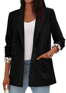 Chaqueta de Traje de Oficina para Mujer, Elegante, Abierta, con Estampado de Leopardo, Blazer Informal de Negocios - Product Image 3