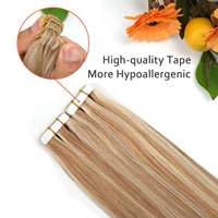 Extensiones de Cabello Humano Ruso de Alta Calidad con Doble Trama, 100% Remy, Cutícula Alineada, Rubio, Hipoalergénicas, Sin Desprendimiento, para Mujeres