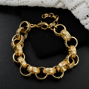 custom personnalisé fashion bracelets & <b>bangles</b> engraved interlocking hollow oval link luxury <b>men</b> women bracelets - Product Image 5