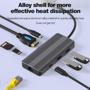 Hub USB C 8 Ports OEM 8 in1 Type C Hub avec HDMI 8K 30Hz RJ45 1000M PD 100W Compatible avec <span class=keywords><strong>MacBoo</strong></span> k Pro Del l H P - Product Image 3