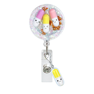 CYNYA Glitter ABS Porte-badge rotatif rétractable avec pince crocodile, pendentif, cadeau mignon pour le personnel médical - Product Image 6