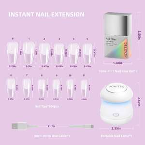 Kit de capsules d'ongles Aokitec 504 pièces, couverture complète avec colle, ensemble de manucure et pédicure, qualité professionnelle de salon, pour adultes - Product Image 5