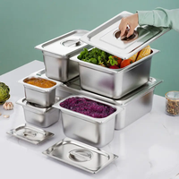 Bac Gastronorm GN 1/6 en acier inoxydable avec couvercle, bac pour table vapeur, hôtel, restaurant, buffet, traiteur, conteneur alimentaire