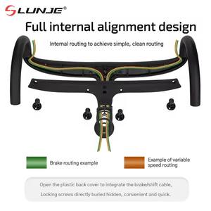 Manillar integrado LUBJE Aero-Enrutamiento de cable interno completo Aleación de aluminio Barra de caída de <span class=keywords><strong>bicicleta</strong></span> de carretera <span class=keywords><strong>Accesorios</strong></span> de <span class=keywords><strong>bicicleta</strong></span> - Product Image 4