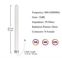 Antenne extérieure omnidirectionnelle en fibre de verre UANT UBF-6042VH-12 600-4200MHz large bande 12dBi double polarisation MIMO 4G 5G LTE