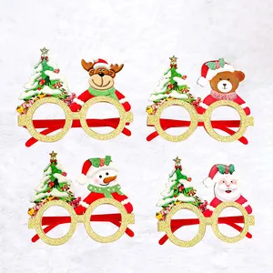 Hot Selling Christmas Holiday Decorations Spectacles Round Eyeglasses Frames With Santa Claus Snowman Toys