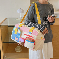 Sac de voyage tendance bicolore grande capacité, sac de sport mode, sac de loisirs durable avec fermeture éclair, sac de voyage pour la nuit et les activités de plein air