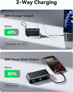 Cargador Portátil <span class=keywords><strong>INIU</strong></span> de 30W con Carga Rápida, Puertos USB-A/USB-C Integrados, Enchufe de Pared CA |   Batería de Viaje de 10000mAh Segura para Vuelos - Product Image 3