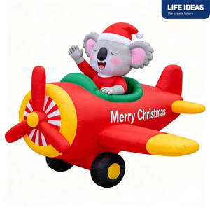 Venta al por mayor de fábrica: Oso inflable de poliéster 190T impermeable con LED, muñeco de Navidad inflable para decoración de techo y jardín. - Product Image 2