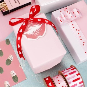 Custom Eco-Friendly Valentine's Day Satin <b>Ribbon</b> Spool Set Printed Baby Honey Sugar Sweet Home <b>Red</b> White Pattern 120cm Gift - Product Image 2
