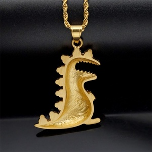 Collar de Hip Hop con Dijes de Animales Chapados en Oro y Diamantes Completos, Collar con Dijes de Dinosaurio - Product Image 5