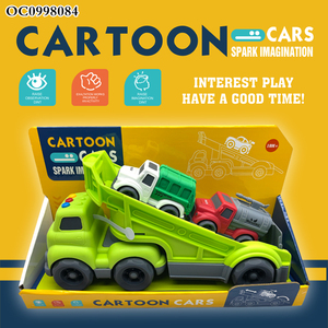 Camiones volquete <span class=keywords><strong>de</strong></span> <span class=keywords><strong>juguete</strong></span> <span class=keywords><strong>de</strong></span> plástico grandes <span class=keywords><strong>de</strong></span> rueda libre y coche <span class=keywords><strong>de</strong></span> transporte <span class=keywords><strong>de</strong></span> remolque para niños con sonido ligero - Product Image 2