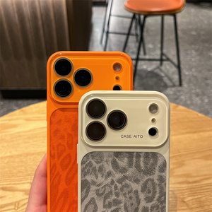 Original Leather Leopard pattern Phone case for <b>iPhone</b> 17 16 15 14 Pro Max <b>Camera</b> Glass Animal Lens Frame Converted Back <b>Cover</b> - Product Image 5