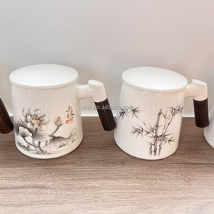 Venta al por mayor lindo creativo hecho a mano personalizado diseño tazas de porcelana cerámica café leche té taza con infusor y tapa - Product Image 5