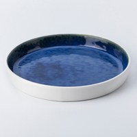 Shengjing 2022 nouveau fabricant plats ronds de qualité alimentaire 8.5 pouces 21cm assiettes en céramique bleu et blanc de mariage assiette écologique