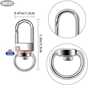 PCS Metal Lobster Claw Clasps Silver Swivel Snap Hooks With <b>Key</b> <b>Rings</b> Heavy Duty Keychain Clips For Lanyards <b>Bags</b> Purses Dog Tag - Product Image 4