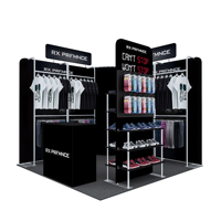 Stand d'exposition portable avec cabine d'essayage 10 x 10 pieds pour salon de mode, structure en tube d'aluminium pliable et graphiques en tissu tendu