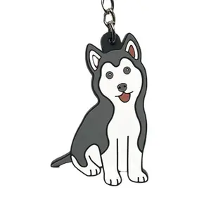 Benutzer definierte Mini Pet Schlüssel anhänger Niedliche Kawaii Siberian Husky Welpe Soft Pvc Pet Schlüssel bund