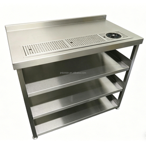 Mesa de Servicio de Bebidas de 4 Niveles con Tabla de Drenaje y Enjuagador de Vasos, Mostrador Comercial para Bebidas para Cafetería o Bar de Té con Leche - Product Image 4