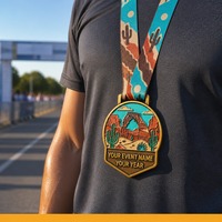 Médaille de course personnalisée en alliage de zinc, moulée sous pression 3D, plaquée or, émaillée, pour course de course à pied, médailles de finisseur sportif, vente en gros