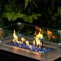 Pierres de verre réfléchissantes bleues écologiques de 1/2 pouce pour foyer au propane, table de foyer, haute brillance, verre trempé pour cuisine et salle à manger