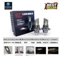 Phares LED de voiture SunRise E4X H4 12V 52W 5000LM 6500K IP67 Étanche avec ventilateur de refroidissement Canbus Plug and Play Adaptation universelle