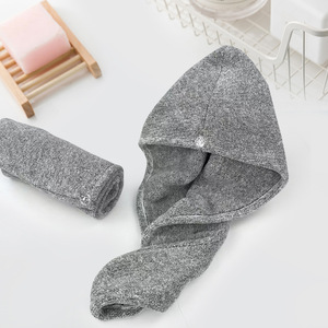 Bonnet de séchage des cheveux en charbon de bambou, 30x65cm, enveloppe triangulaire absorbante pour la tête, pour usage domestique, en polaire corail gris étoilé - Product Image 5