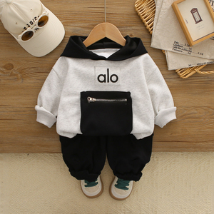 <span class=keywords><strong>2025</strong></span> Trẻ Em Mới Trùm đầu Áo Thiết Lập Cho Bé Trai Mùa Thu Quần Áo 2 Mảnh Cotton Pha Trộn Thư In Áo Với Quần Dài - Product Image 4