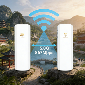 Pont sans fil extérieur 5,8 GHz 867 Mbps, portée <span class=keywords><strong>longue</strong></span> <span class=keywords><strong>distance</strong></span> 5 km, <span class=keywords><strong>émetteur</strong></span> et récepteur CPE point à point avec VPN et pare-feu - Product Image 2