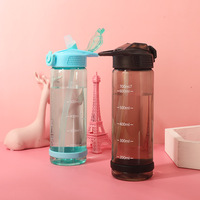Grande gourde transparente de grande capacité, portable, étanche, simple et créative, en plastique, pour le sport et le fitness