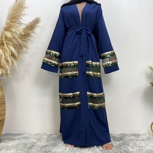 1811 #   Abaya Sencilla para Mujeres Musulmanas, con Lentejuelas Brillantes, Transparente, Cárdigan de Moda Islámica, Kaftán de Dubái - Product Image 2