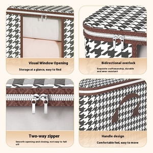Hiện đại Houndstooth trực quan lưu trữ túi Quilt hộp lưu trữ chống bụi hoàn thiện cho hộ gia đình di chuyển và đóng gói - Product Image 3