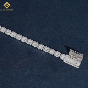 Best Price Wholesale Custom Logo S925 <b>Solid</b> <b>Silver</b> Full Bling Moissanite Cuban Chain Trendy Hip Hop Street Fashion <b>Bracelet</b> - Product Image 3
