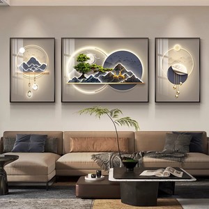 Pintura Decorativa Moderna de Lujo para Sala de Estar, Gran Paisaje, Tríptico de Lienzo Enmarcado para Pared de Fondo de Sofá de Alta Gama - Product Image 3