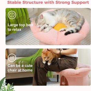 <strong>Cat</strong> Beds for Indoor <strong>Cats</strong>, Small Cute <strong>Cat</strong> Tree House with Removable Flower <strong>Cat</strong> Bed, <strong>Cat</strong> Bed Cave <strong>Cat</strong> <strong>Hideaway</strong> - Product Image 4