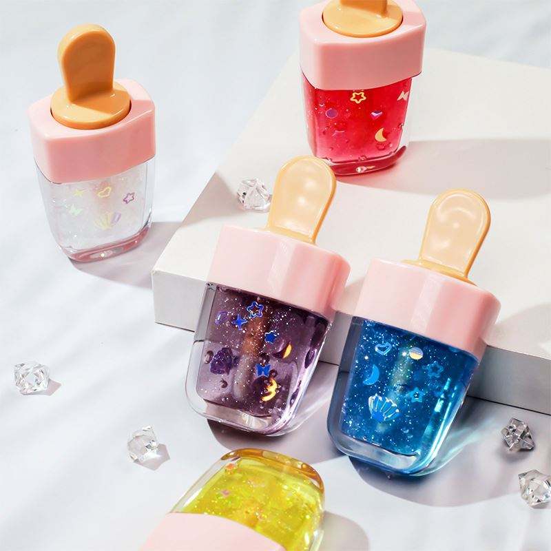 Shimmer Sequins Cute Underwater World Gloss Private Label Moisturizing Magic Star Ice Cream Sexy Big Mouth Lip Glaze 5 Color